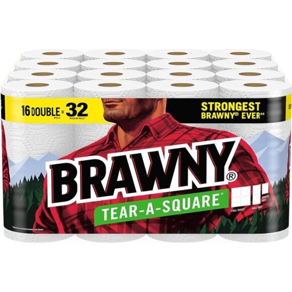 Tear-A-Square Paper Towels, 16 Double Rolls = 32 Regular Rolls, 3 Sheet Sizes - Picture 1 of 7